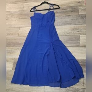 Bloomingdale's Aqua Strapless Royal Blue Dress With Front Slit Size Small